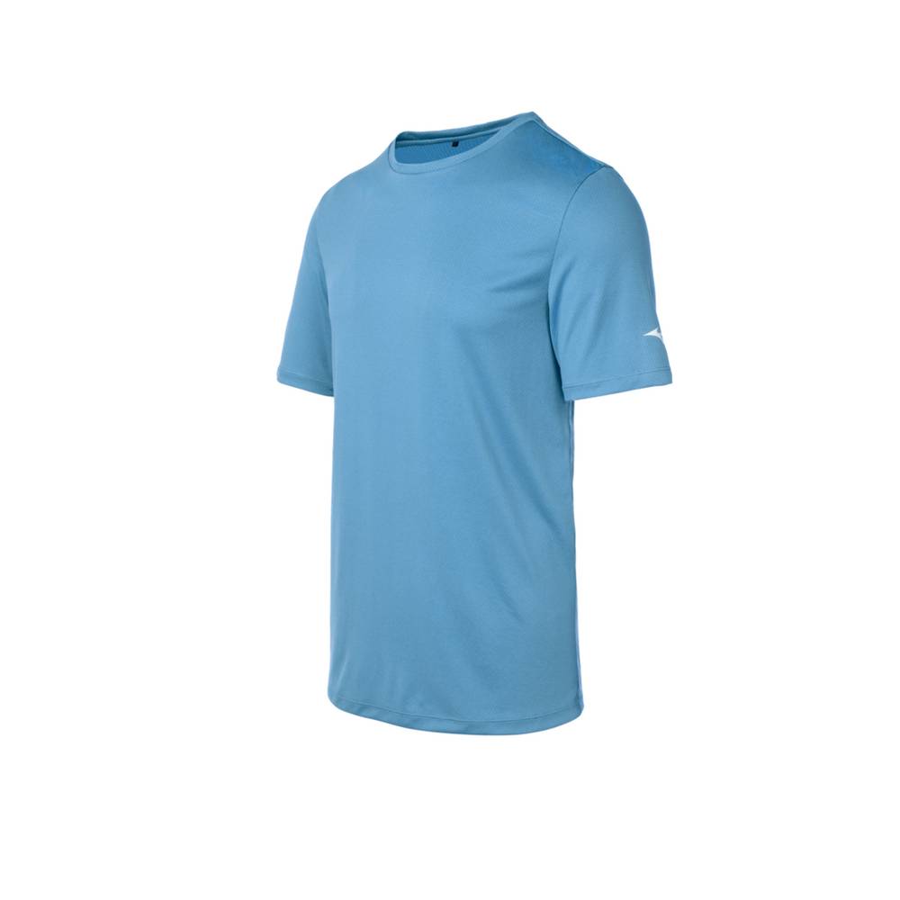 Camisetas Mizuno Hombre Azules Claro Outlet TJIV-57342